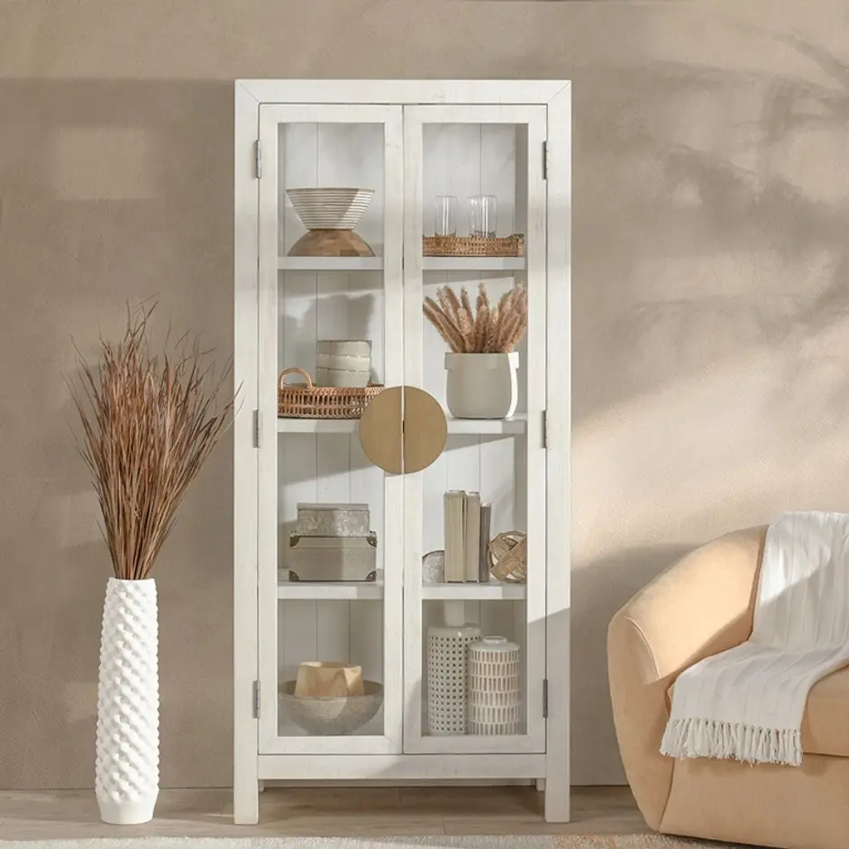 Milroy Reclaimed Pine Tall Cabinet Antique White by Classic Home