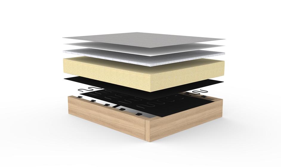 CUBED FULL SOFA BED in MIXED DANCE GREY FABRIC WITH Dark Wood LEGS 521 by INNOVATION USA