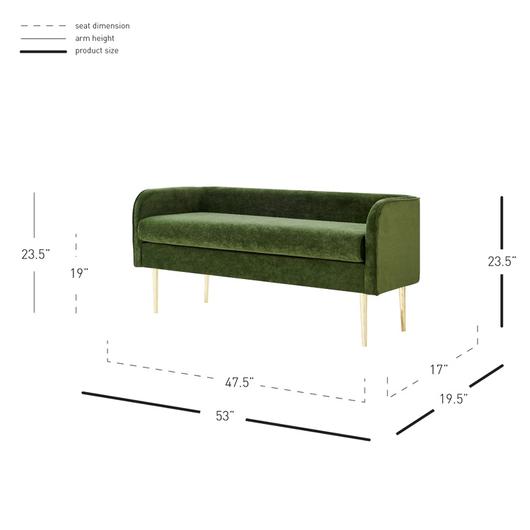 Marsha KD Velvet Bench, Dainty Green by New Pacific Direct