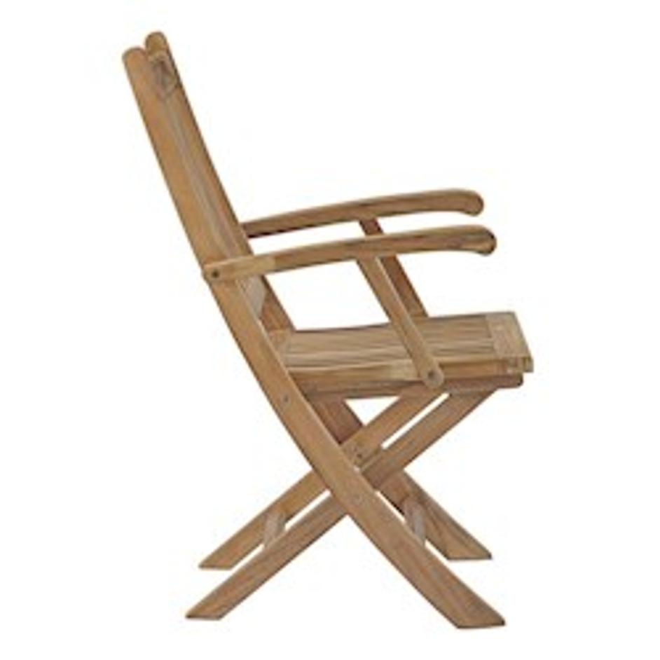 Quay Outdoor Patio Teak Folding Chair In Natural by Modway Furniture