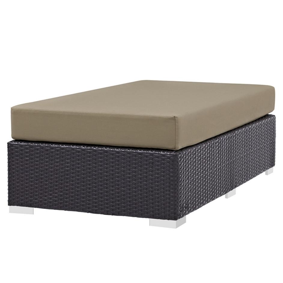Minerva Outdoor Patio Fabric Rectangle Ottoman In Espresso Mocha by Modway Furniture