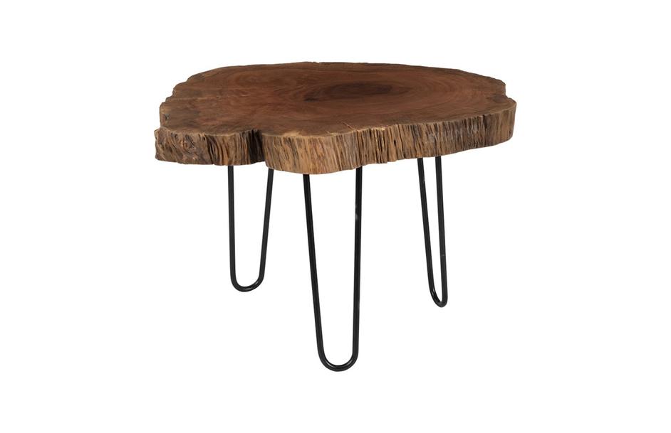 Burled Coffee Table, Black Metal Legs, Smallall by PHILLIPS COLLECTION