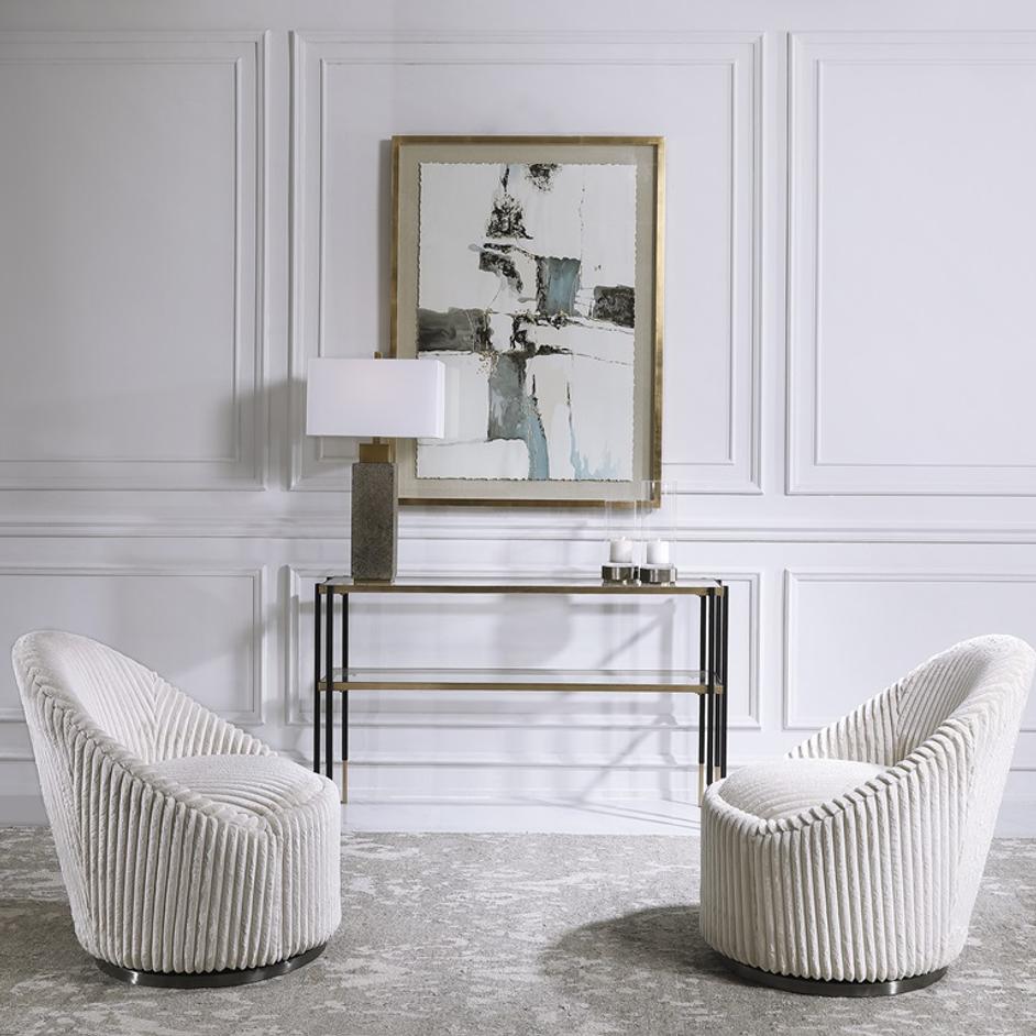 Crue White Swivel Chair by Uttermost