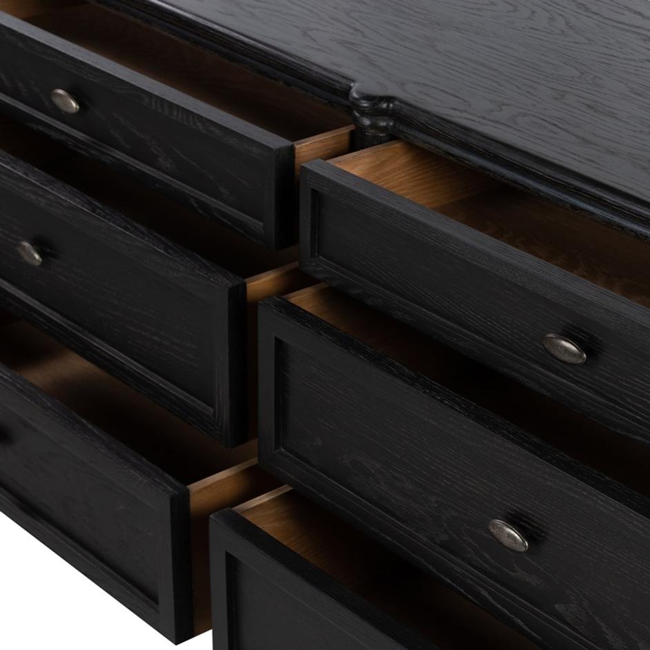 Toulouse 6 Drawer Dresser In Dstrssd Black by FOUR HANDS
