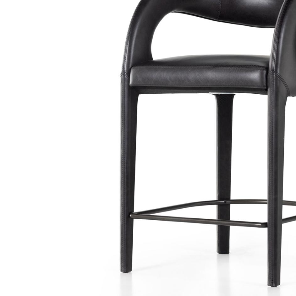 Hawkins Stool In Sonoma Black In Counter by FOUR HANDS