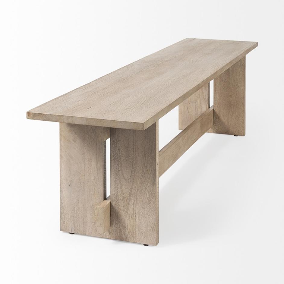Aida 18H Light Gray Wood Dining Bench by Mercana