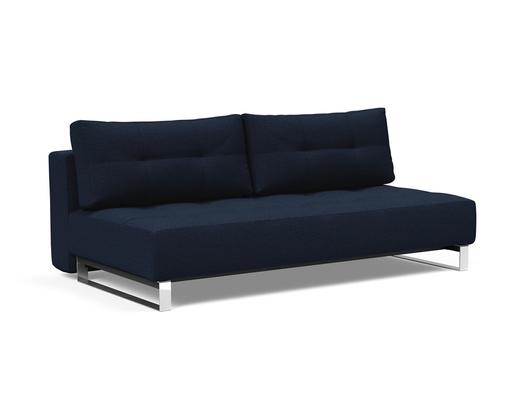 SUPREMAX D.E.L. SLEEPER SOFA in MIXED DANCE BLUE FABRIC WITH Chrome legs 528 by INNOVATION USA