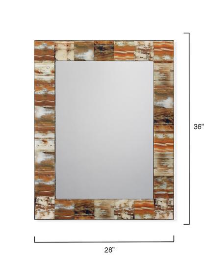 Medium Rectangular Wall Rectangle Mirror in Natural Faux Horn by Jamie Young