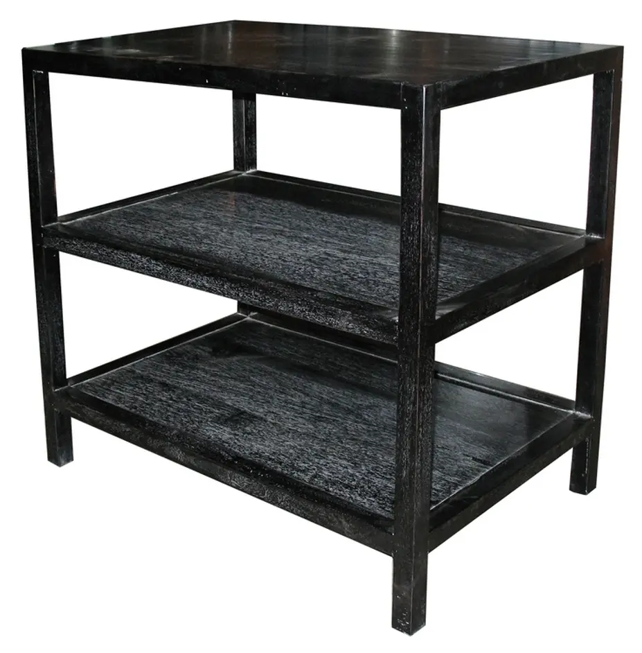 2 Shelf Side Table, Hand Rubbed Black by Noir Furniture