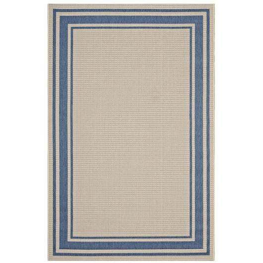 Haston Solid Border 5X8 Indoor And Outdoor Area Rug In Blue And Beige by Modway Furniture