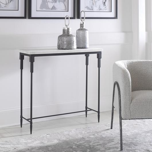 Bourges White Marble Console Table by Uttermost