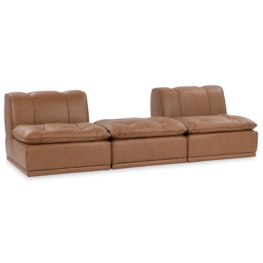 Haven Leather 3pc Modular Sofa w/ Ottoman by Classic Home