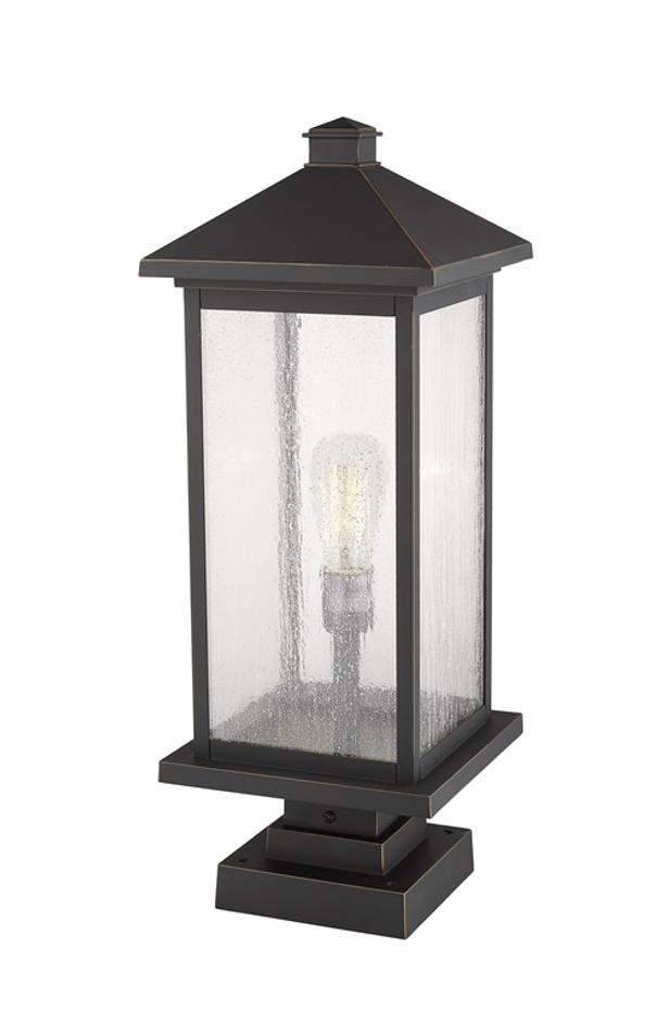 Portland 1 Light Outdoor Pier Mounted Fixture in Oil Rubbed Bronze Finish by Z-Lite