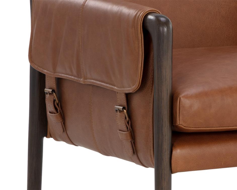 MAUTI DINING ARMCHAIR - BROWN - SHALIMAR TOBACCO LEATHER by Sunpan