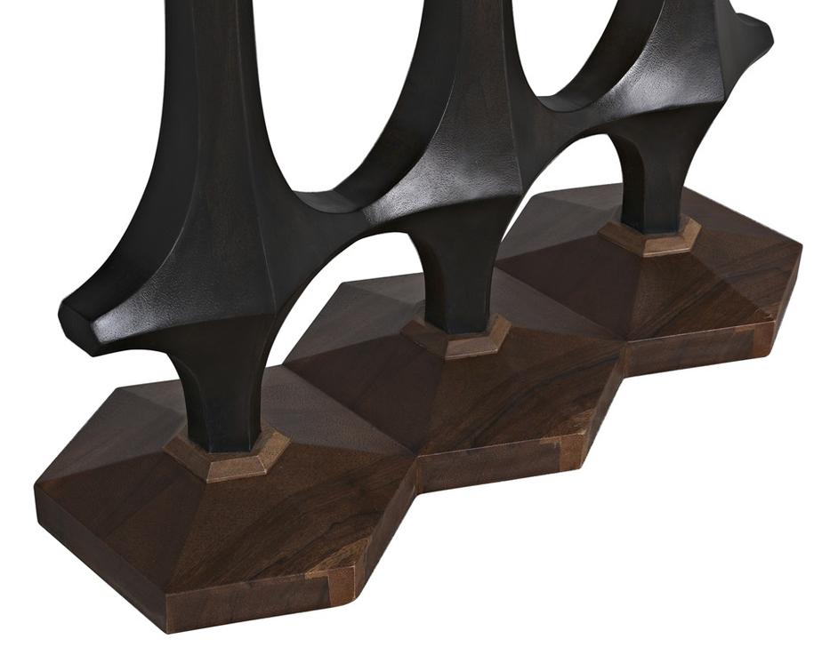 Sydor Ebony Walnut Console with Dark Walnut Base by Noir Furniture