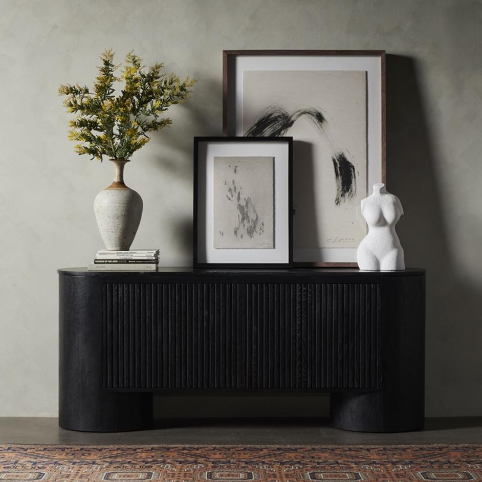 Giovani Media Console In Black Marble by FOUR HANDS