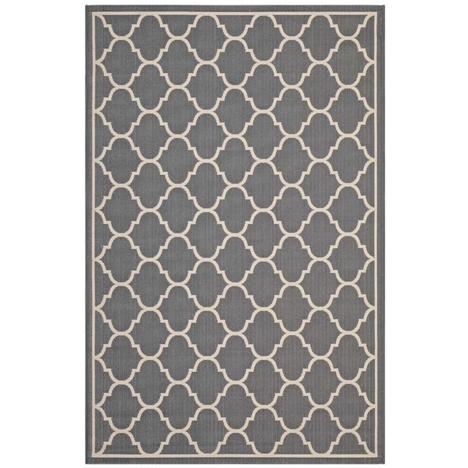 Hollis Moroccan Quatrefoil Trellis 5X8 Indoor And Outdoor Area Rug In Gray And Beige by Modway Furniture