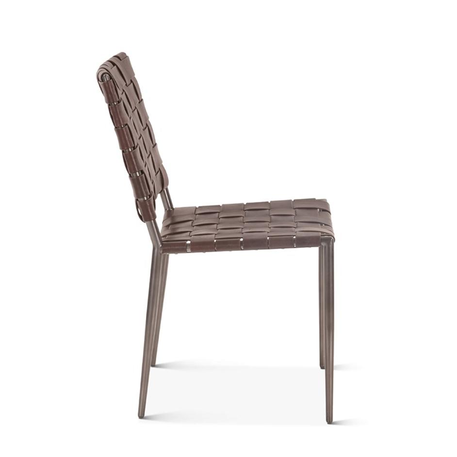 Copenhagen 18" Buffalo Leather and Iron Dining Chair, Brown by Home Trends & Design