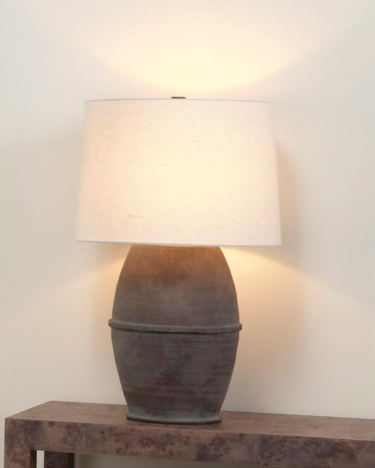 Antiquity Ceramic Table Lamp with Linen Shade by Jamie Young