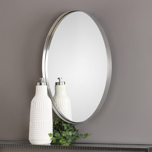 Pursley Brushed Nickel Oval Mirror by Uttermost