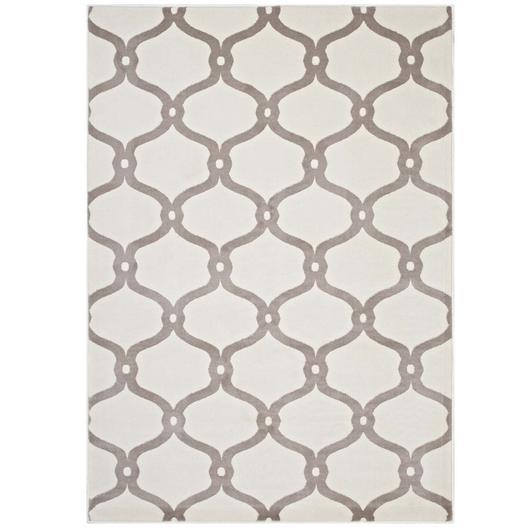 Barrett Chain Link Transitional Trellis 5X8 Area Rug In Beige And Ivory by Modway Furniture