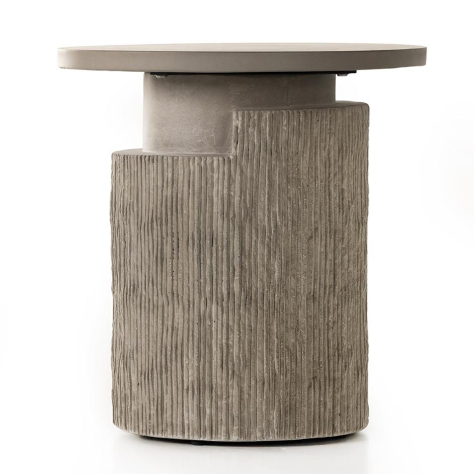 Huron Outdoor End Table In Textured Flint by FOUR HANDS
