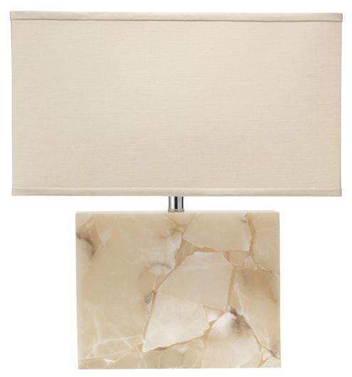 Borealis Alabaster Table Lamp with Linen Shade by Jamie Young