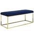 Russell Fabric Bench In Gold Navy by Modway Furniture