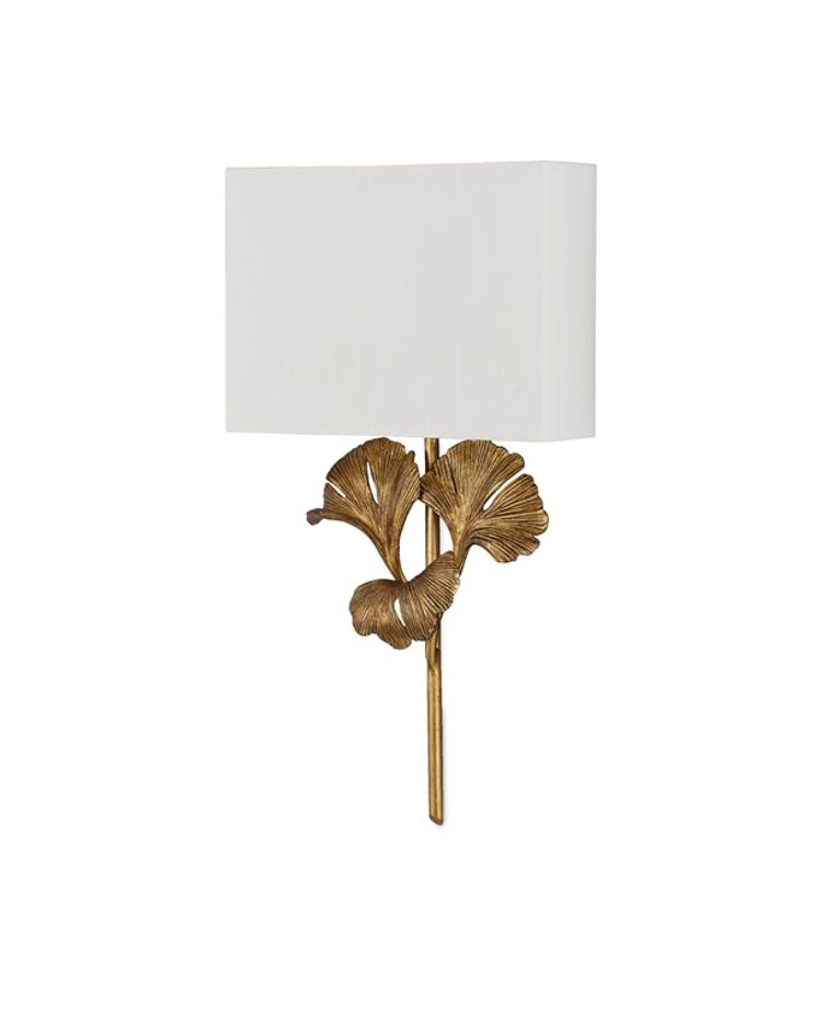 Gingko Gold Wall Sconce In Chinois Antique Gold Leaf by Currey & Company