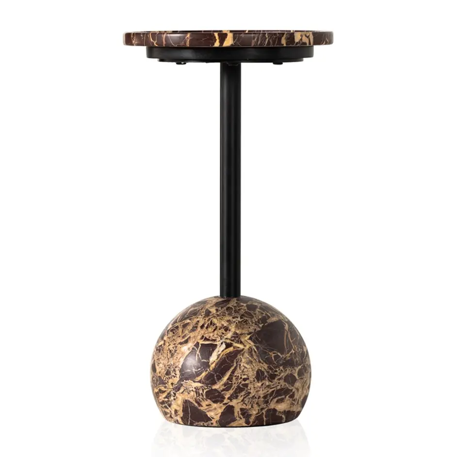 Viola Accent Table In Merlot Marble by FOUR HANDS