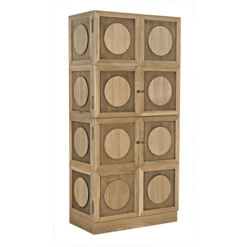 Wellington Hutch in Clear Flat White Oak with Brass Pulls by Noir Furniture