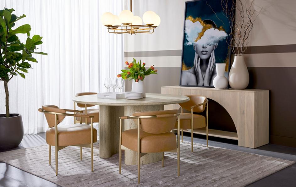 HELOISE DINING ARMCHAIR - MILLIKEN COGNAC by Sunpan