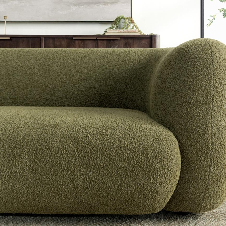 Faris Upholstered Sofa Dark Olive by Classic Home