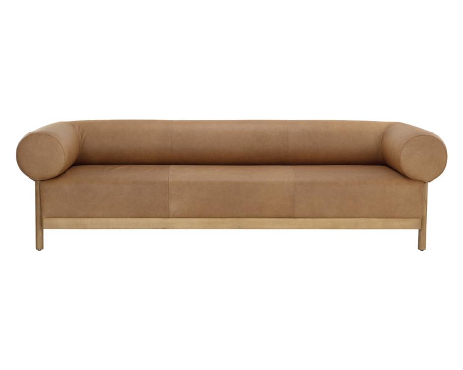 BROMLEY SOFA - RUSTIC OAK - LUDLOW SESAME LEATHER by Sunpan