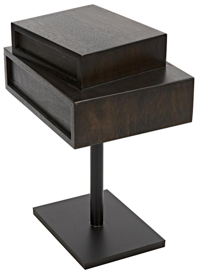 Enola Side Table, Ebony Walnut with Steel Base by Noir Furniture