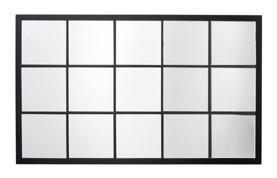 Tribecca Iron Grid Rectangle Wall Mirror, Black by Jamie Young