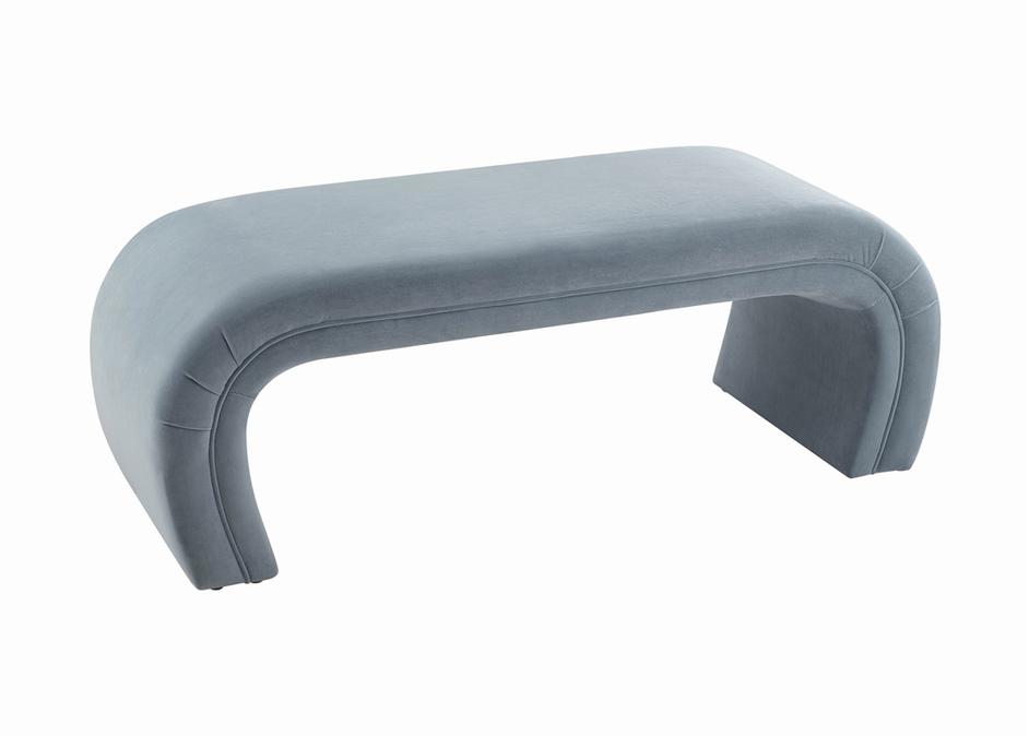 Kenya Sea Blue Velvet Bench by tov furniture