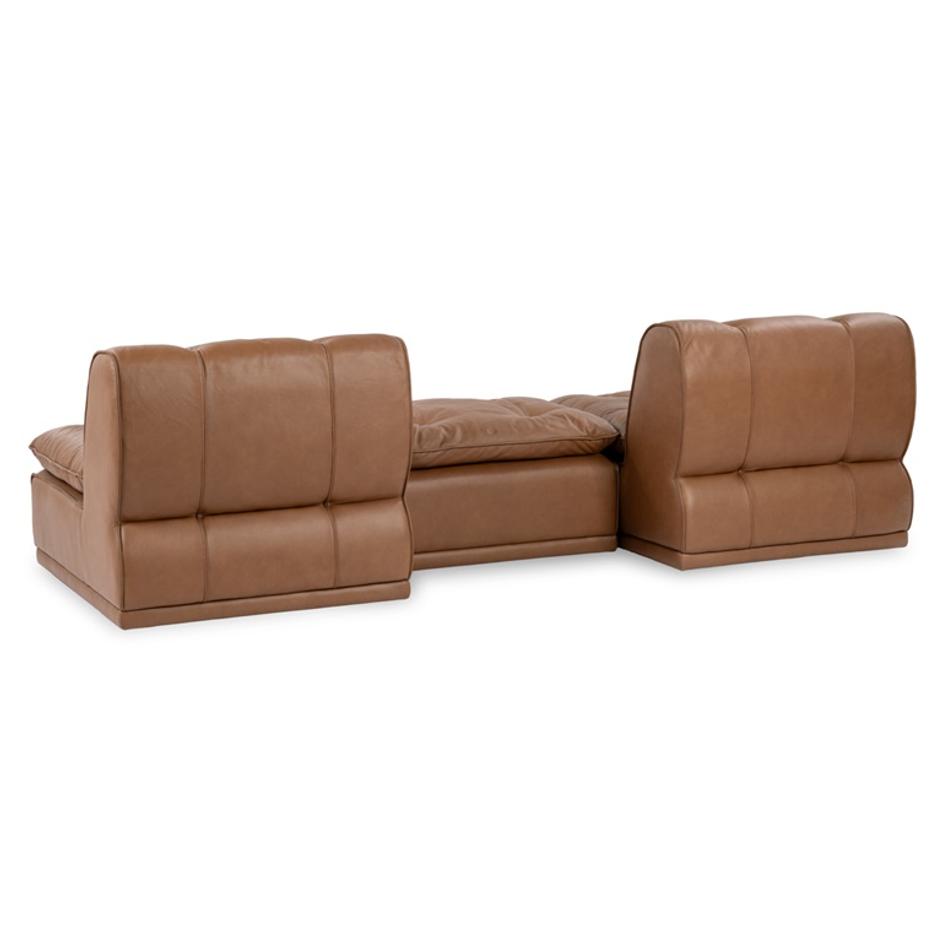 Haven Leather 3pc Modular Sofa w/ Ottoman by Classic Home