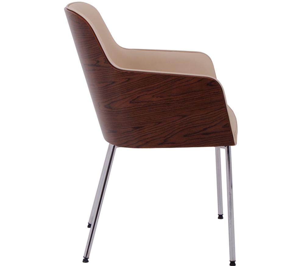 hudson contemporary armchair plywood/mb in cream leather by Nuans Design