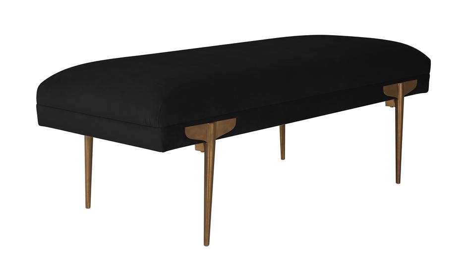 Brno Black Velvet Bench by tov furniture