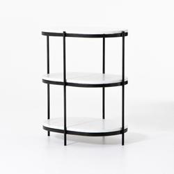 Felix Oval Nightstand-Hammered Grey With Clear Powder Coat by FOUR HANDS