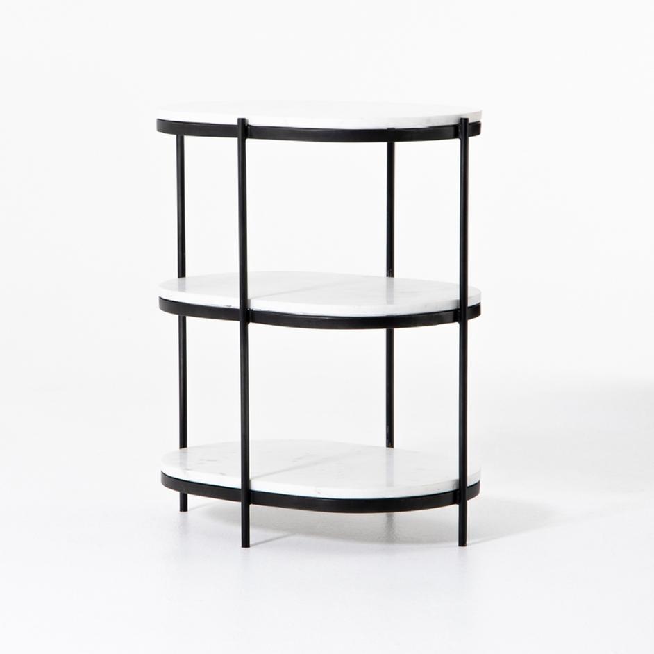 Felix Oval Nightstand-Hammered Grey With Clear Powder Coat by FOUR HANDS