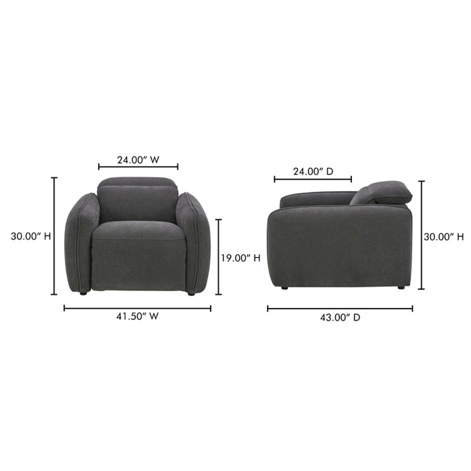 Eli Power Recliner Chair Dusk Grey by Moes Home