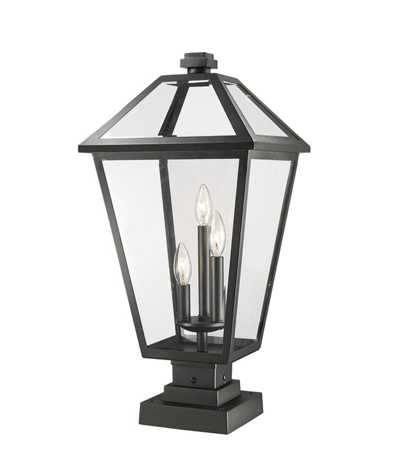 Talbot 3 Light Outdoor Pier Mounted Fixture in Black Finish by Z-Lite