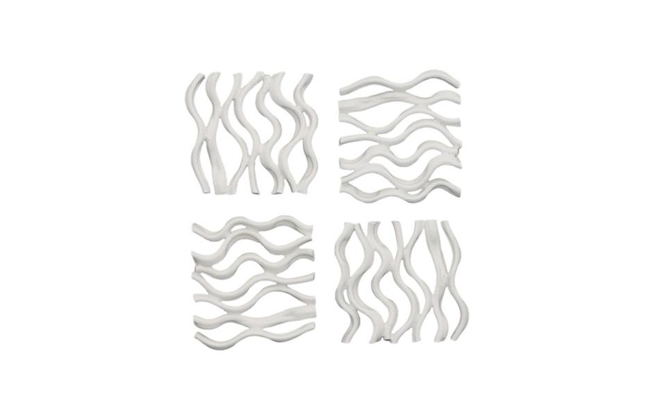 Vine Wall Tile, Matte White, Set of 4 by Phillips Collection