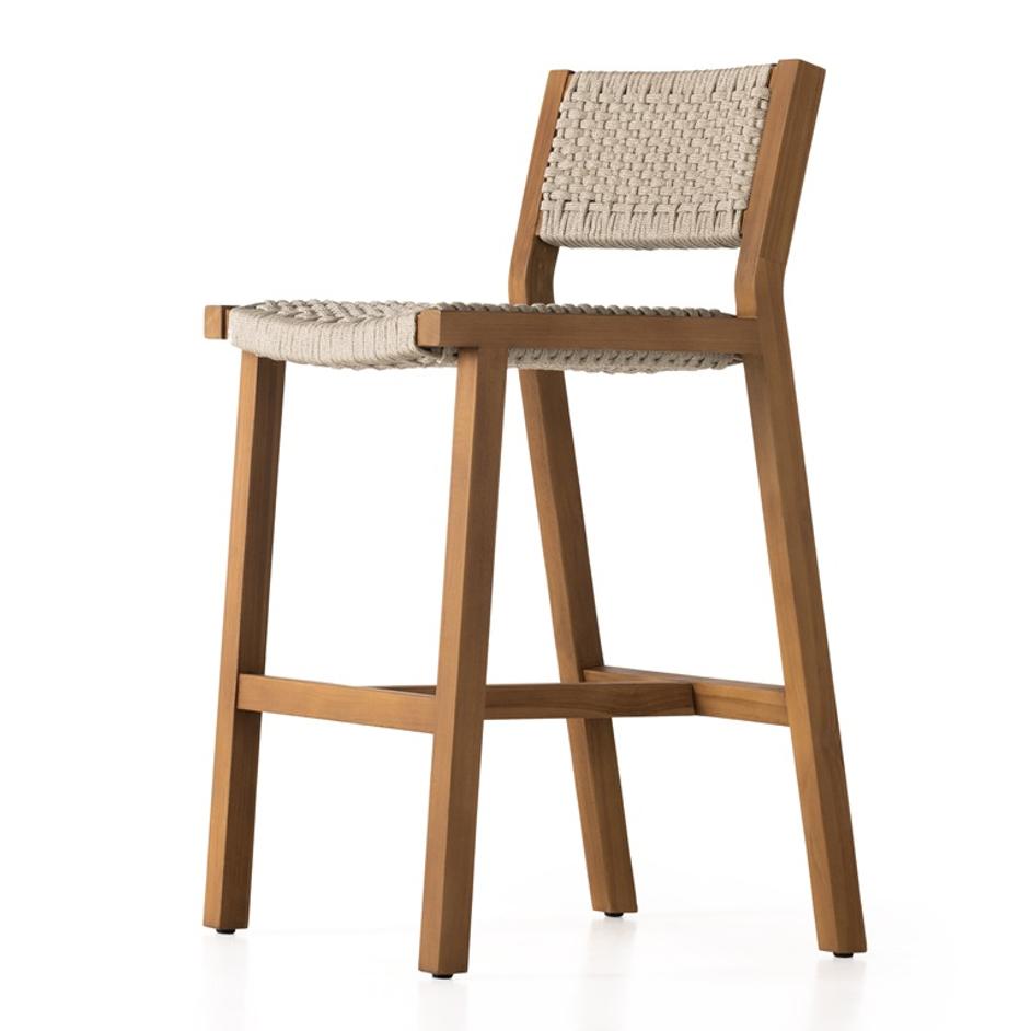 Delano Outdoor Bar Stool In Natural Teak by FOUR HANDS