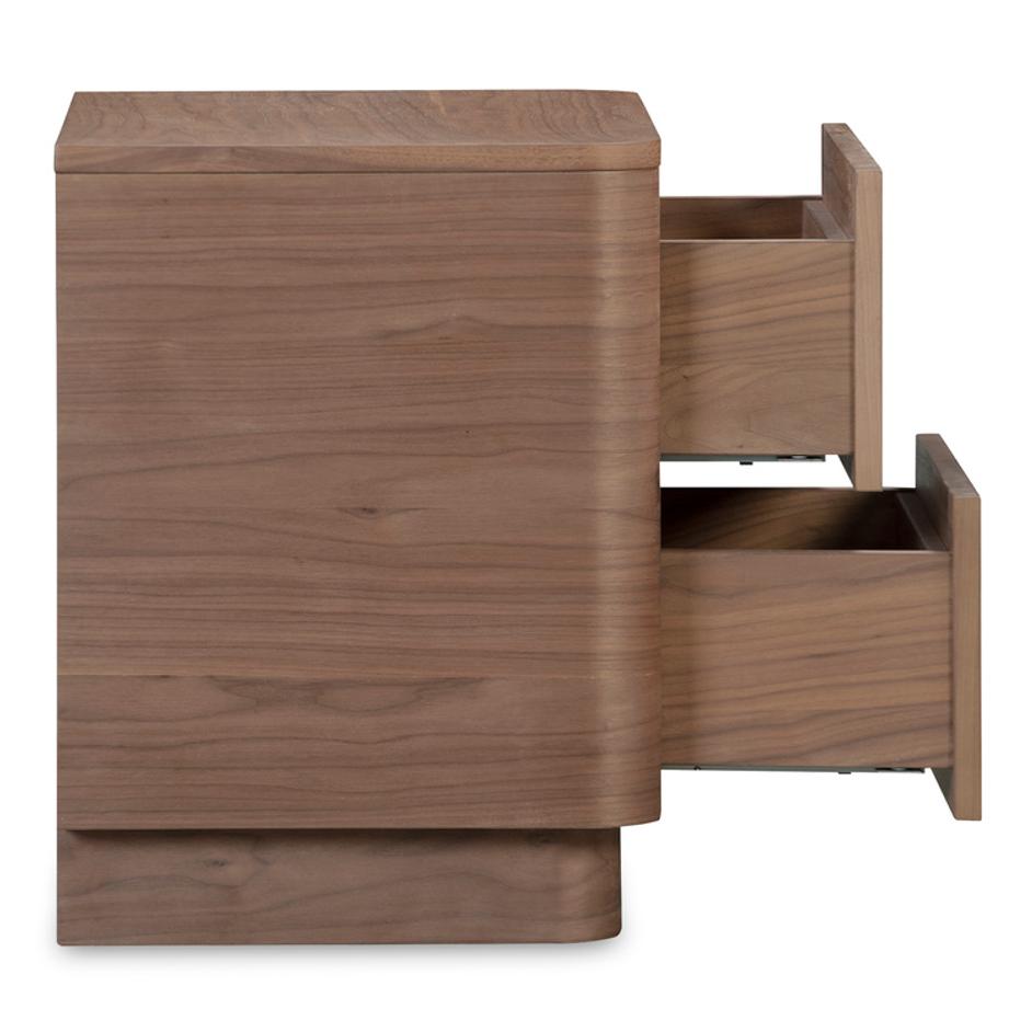 Round Off Tall Nightstand Walnut Brown by Moes Home