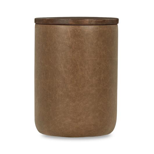 Andra Leather Round Accent Table - Chestnut by Classic Home