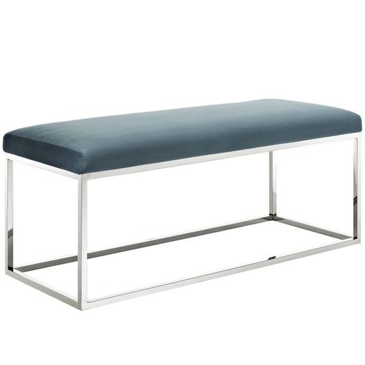 Russell Performance Velvet Bench In Sea Blue by Modway Furniture