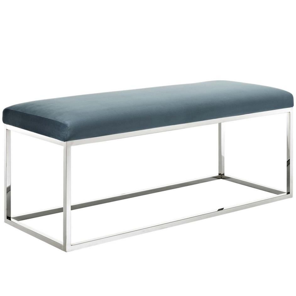 Russell Performance Velvet Bench In Sea Blue by Modway Furniture